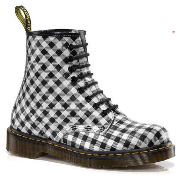 Dr Martens England Checkered Double Stitch Grunge Combat Boots Womens Size 6 - Picture 1 of 6